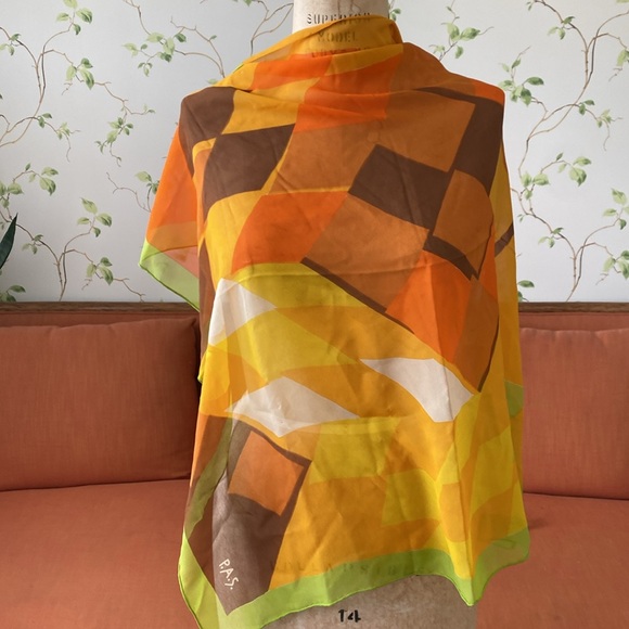 Vintage P.A.S. Mid Century Color Square Scarf - Picture 10 of 10